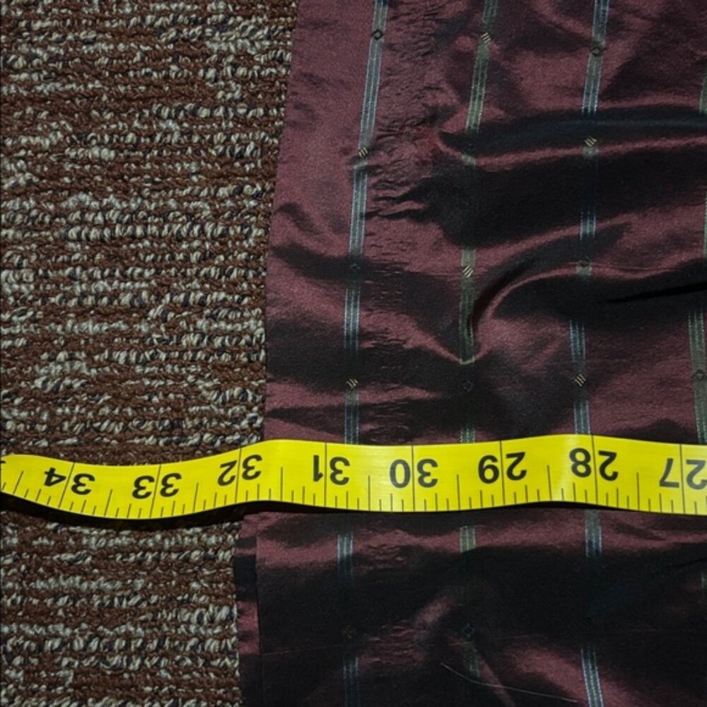 Vintage Windsor (west Germany) pleated burgundy & green 100% silk A-Line Skirt 0 - Picture 9 of 11